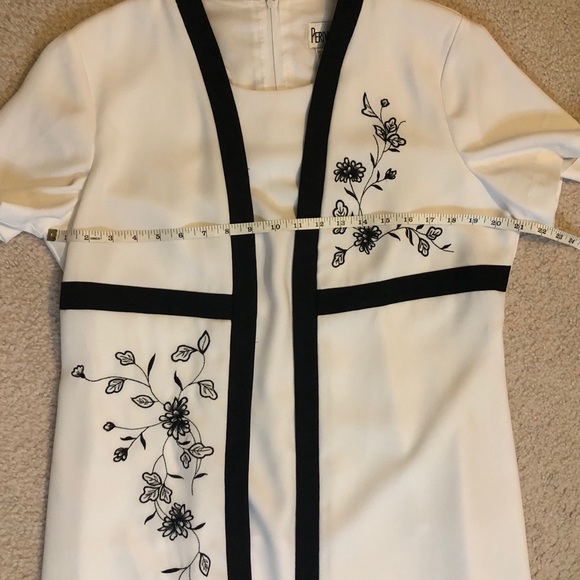 Vintage Periwinkle White Dress w/Attach Jacket 14 - Picture 6 of 11